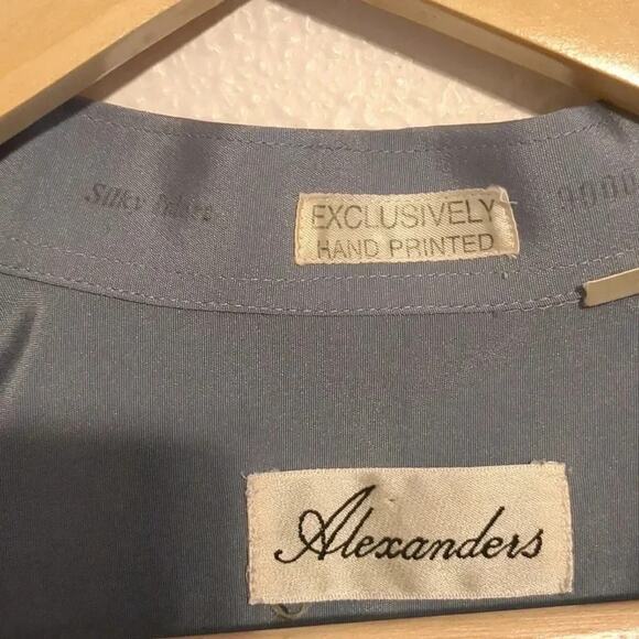 vintage Alexanders hand printed silk button down size medium - Picture 4 of 6